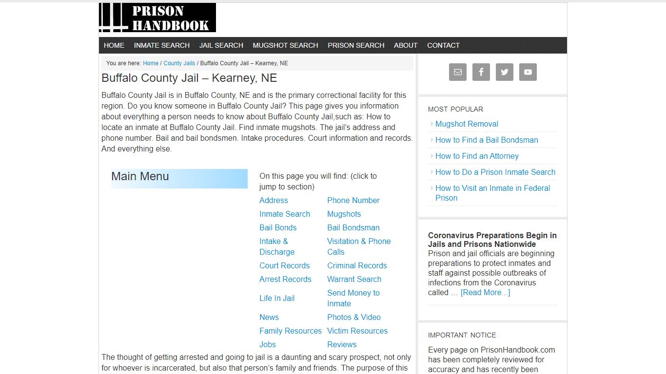 Buffalo County Jail – Kearney, NE - Prison Handbook